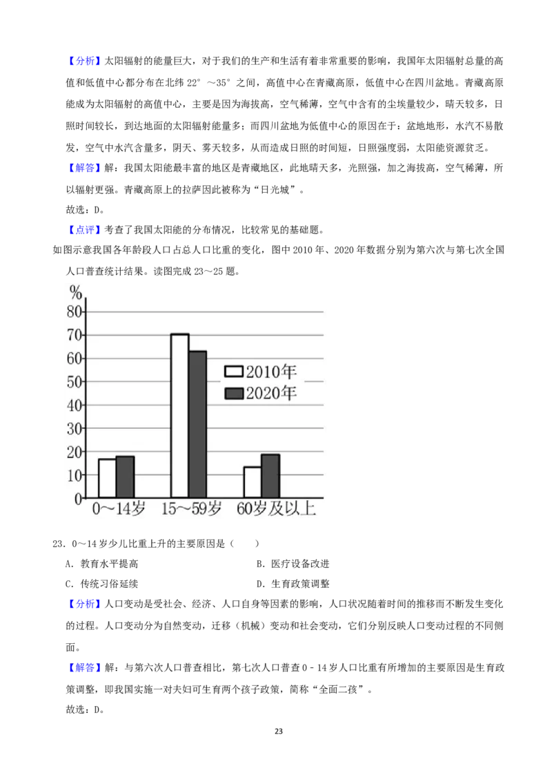 2021年福建省中考地理真题及答案_9.地理中考真题2015-2024年_地区卷_福建省_福建中考地理11-22