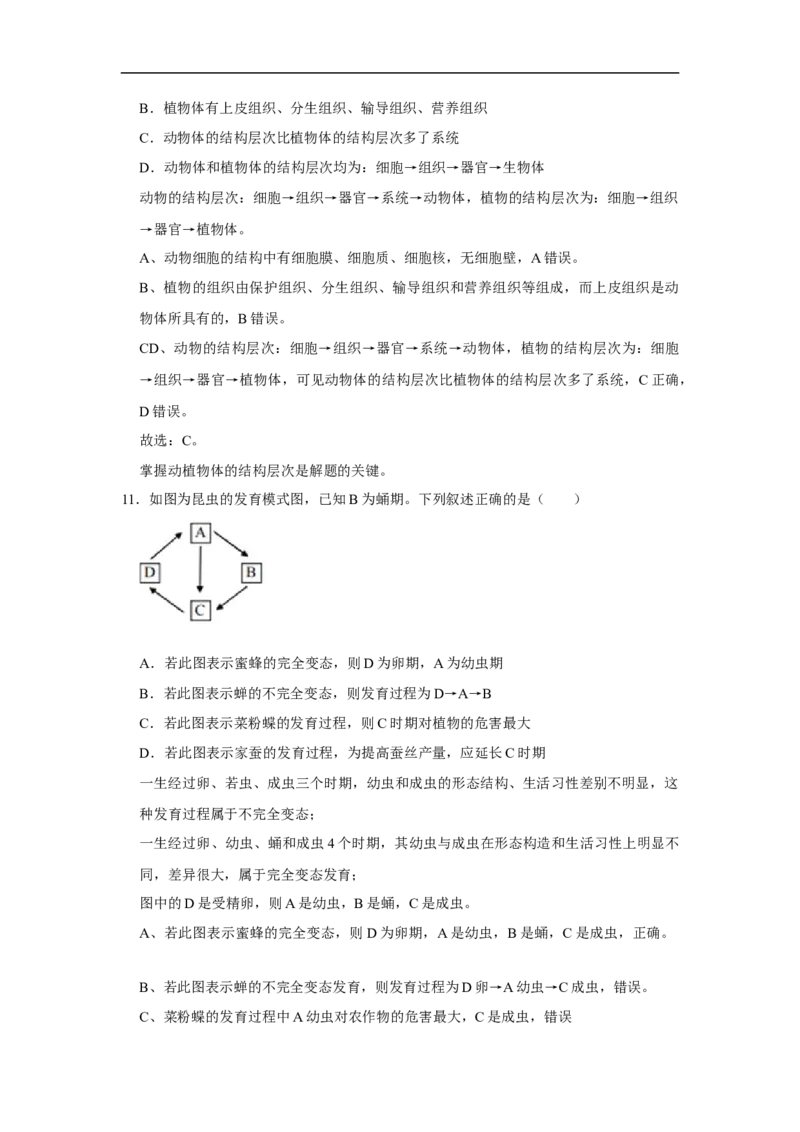 2020年山东青岛初中生物学业考试题及答案_8.生物中考真题2015-2024年_地区卷_青岛生物
