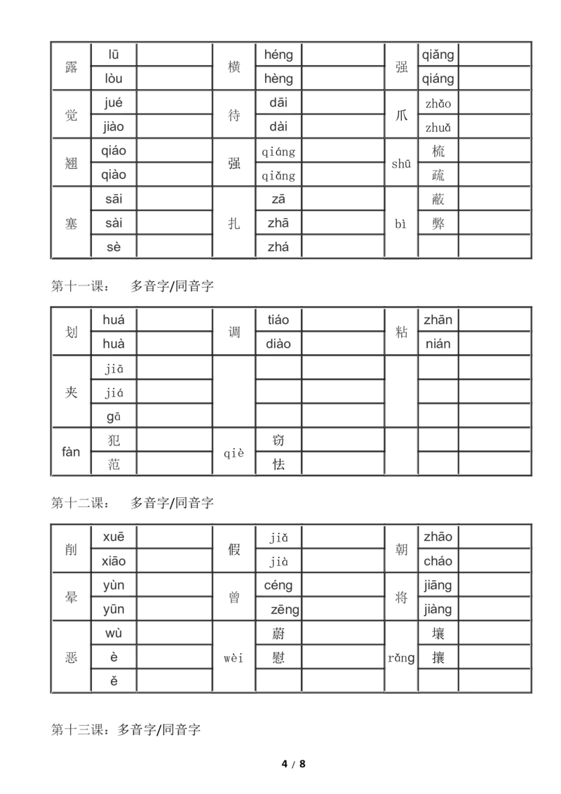 部编版五年级上册语文-多音字同音字组词--练习_小学1-6年级全部试卷_语文_五年级_3-10-1、小学五年级语文上册_3-10-1-2、练习题、作业、试题、试卷_部编（人教）版_专项练习