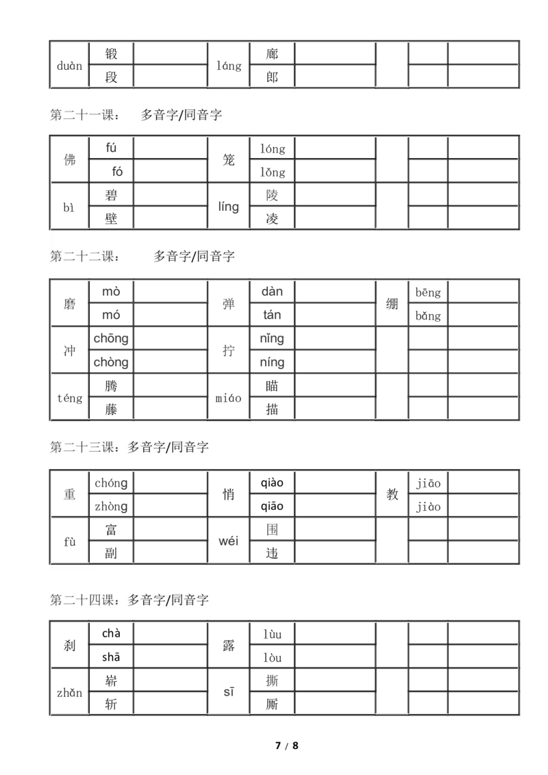 部编版五年级上册语文-多音字同音字组词--练习_小学1-6年级全部试卷_语文_五年级_3-10-1、小学五年级语文上册_3-10-1-2、练习题、作业、试题、试卷_部编（人教）版_专项练习