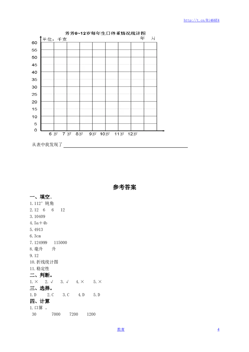 苏教版数学四年级下学期期末测试卷6_小学1-6年级全部试卷_数学_四年级_3-9-4、小学四年级数学下册_3-9-4-2、练习题、作业、试题、试卷_苏教版_期末测试卷