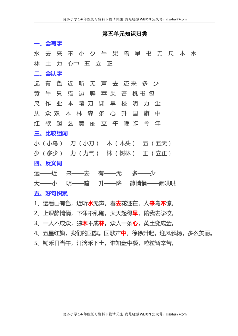 部编一年级语文上册-语文全册单元知识点归类汇总_小学1-6年级全部试卷_语文_一年级_3-6-1、小学一年级语文上册_3-6-1-1、复习、知识点、归纳汇总_部编版