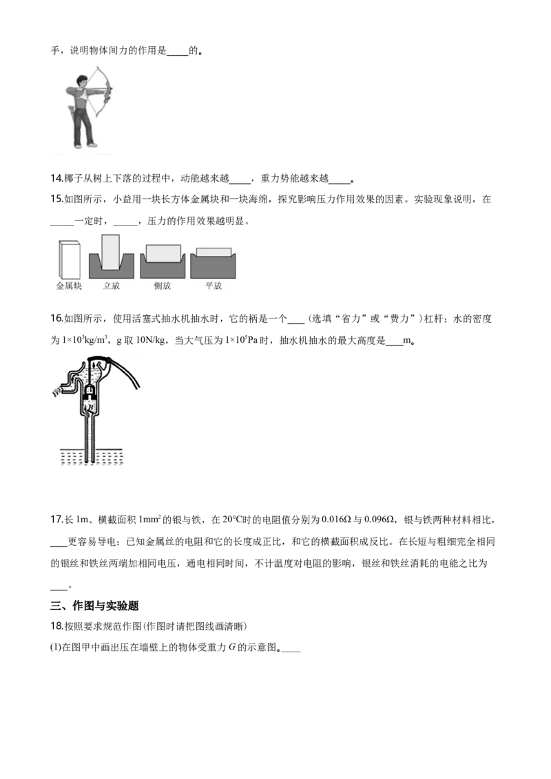 2020年海南中考物理试题及答案_中考真题_4.物理中考真题2015-2024年_地区卷_海南中考物理08-21