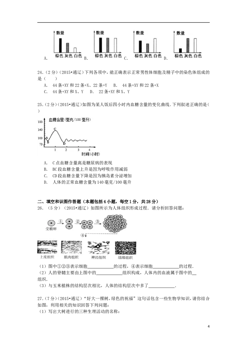内蒙古通辽市2015年中考生物真题试题（含解析）_8.生物中考真题2015-2024年_2015年全国中考生物74份