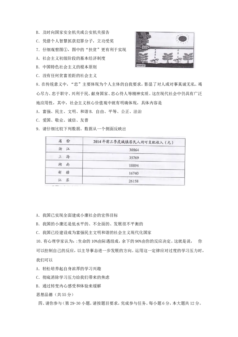 2020年贵州省贵阳市中考道德与法治真题及答案_6.历史中考真题2015-2024年_地区卷_贵州省_贵阳历史19.20