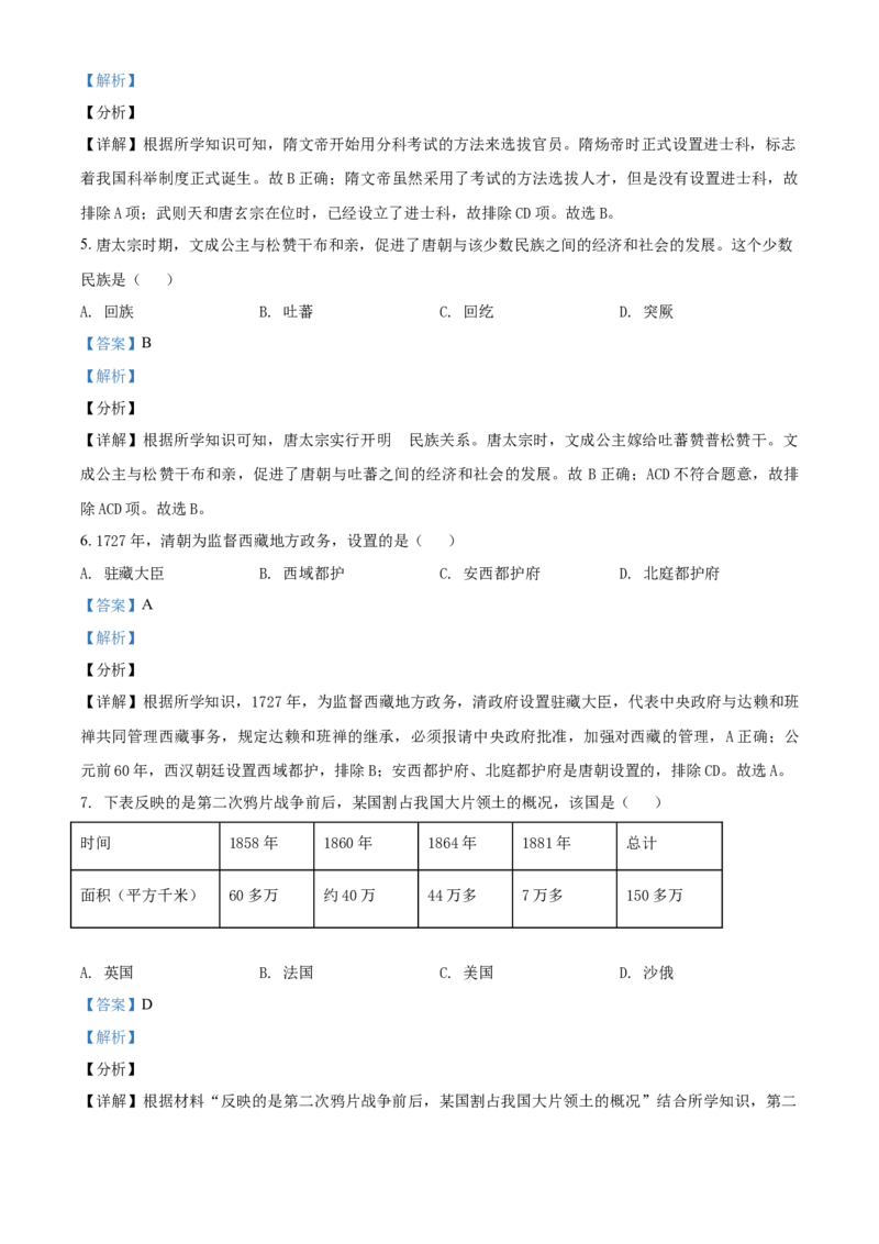2020年辽宁省锦州市中考历史试题（解析）_6.历史中考真题2015-2024年_地区卷_辽宁历史_辽宁历史_锦州历史15、19-21