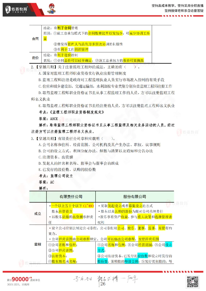 答案版2025.4.20佑森教育闫力齐授课监理概论《精准命中卷（A卷）》专用讲义，版权所有，侵权必究_扫描版_监理工程师_2025监理工程师_2025年监理工程师SVIP