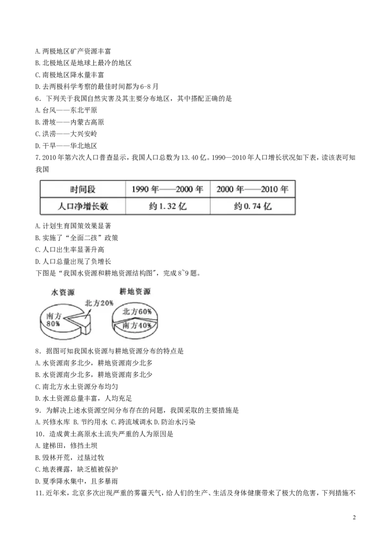 内蒙古呼伦贝尔市、兴安盟2018年中考地理真题试题（含答案）_9.地理中考真题2015-2024年_2018年全国中考地理110份