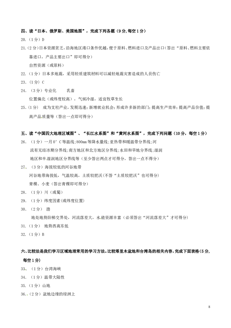内蒙古呼伦贝尔市、兴安盟2018年中考地理真题试题（含答案）_9.地理中考真题2015-2024年_2018年全国中考地理110份
