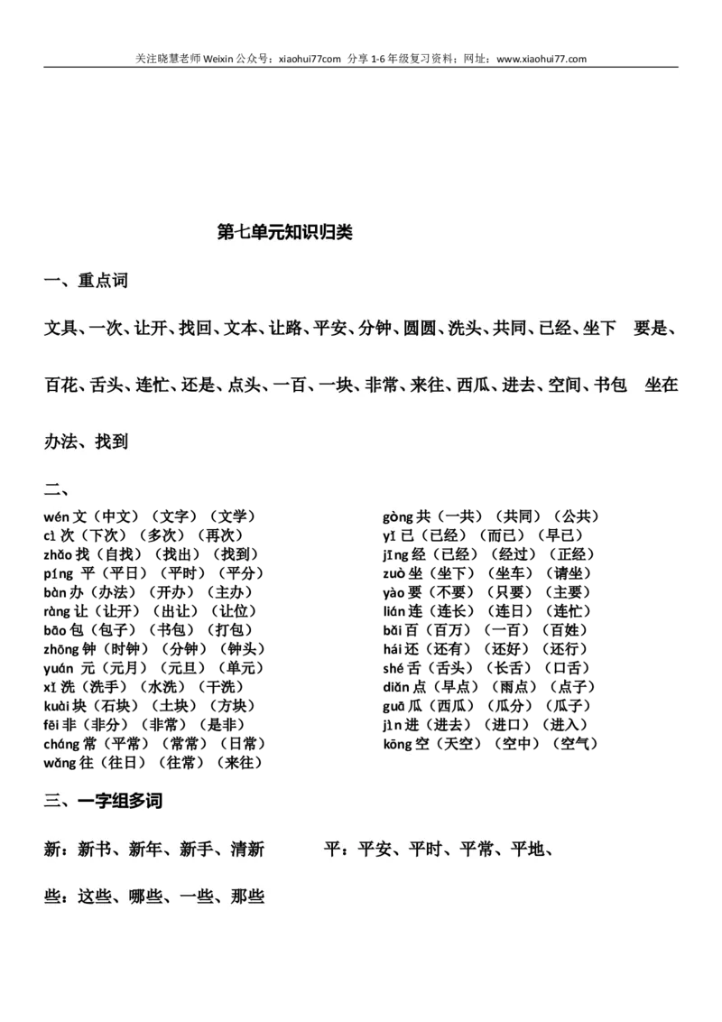 部编版一年级语文下册知识点全归纳_小学1-6年级全部试卷_语文_一年级_3-6-2、小学一年级语文下册_3-6-2-1、复习、知识点、归纳汇总_部编版