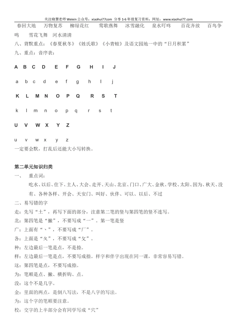 部编版一年级语文下册知识点全归纳_小学1-6年级全部试卷_语文_一年级_3-6-2、小学一年级语文下册_3-6-2-1、复习、知识点、归纳汇总_部编版