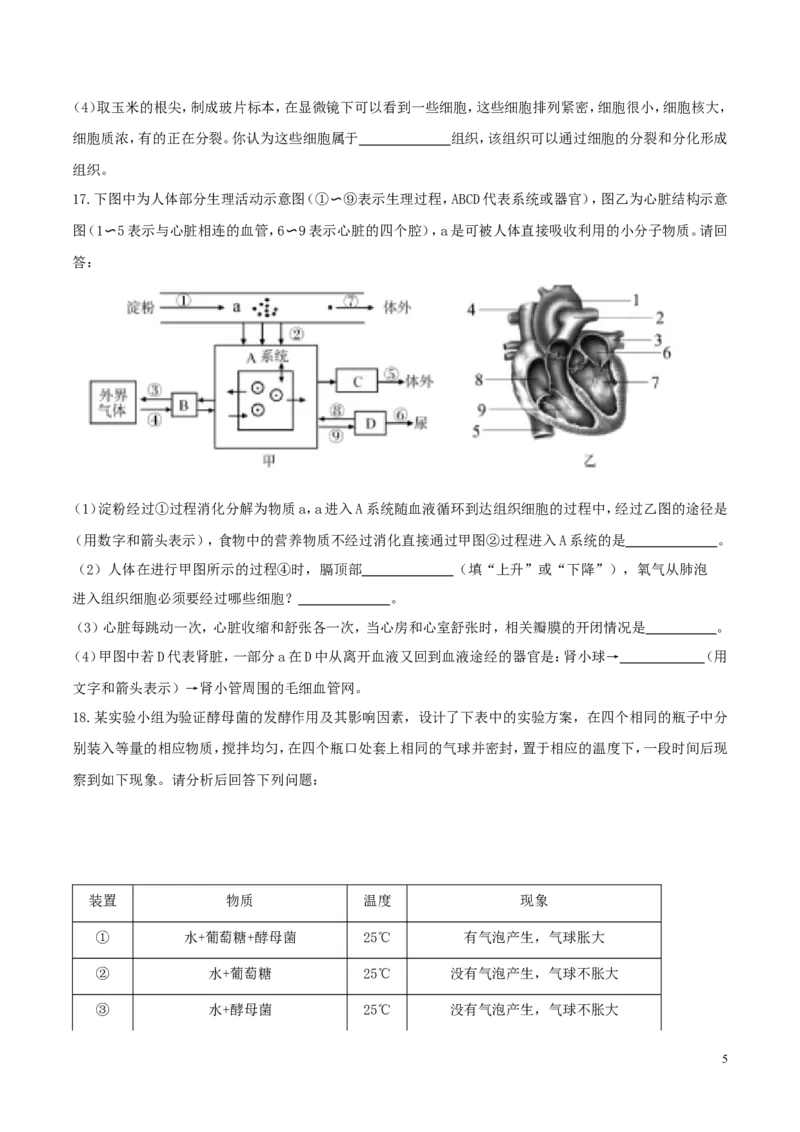 内蒙古呼和浩特市2017年中考生物真题试题（含答案）_8.生物中考真题2015-2024年_2017年全国中考生物124份