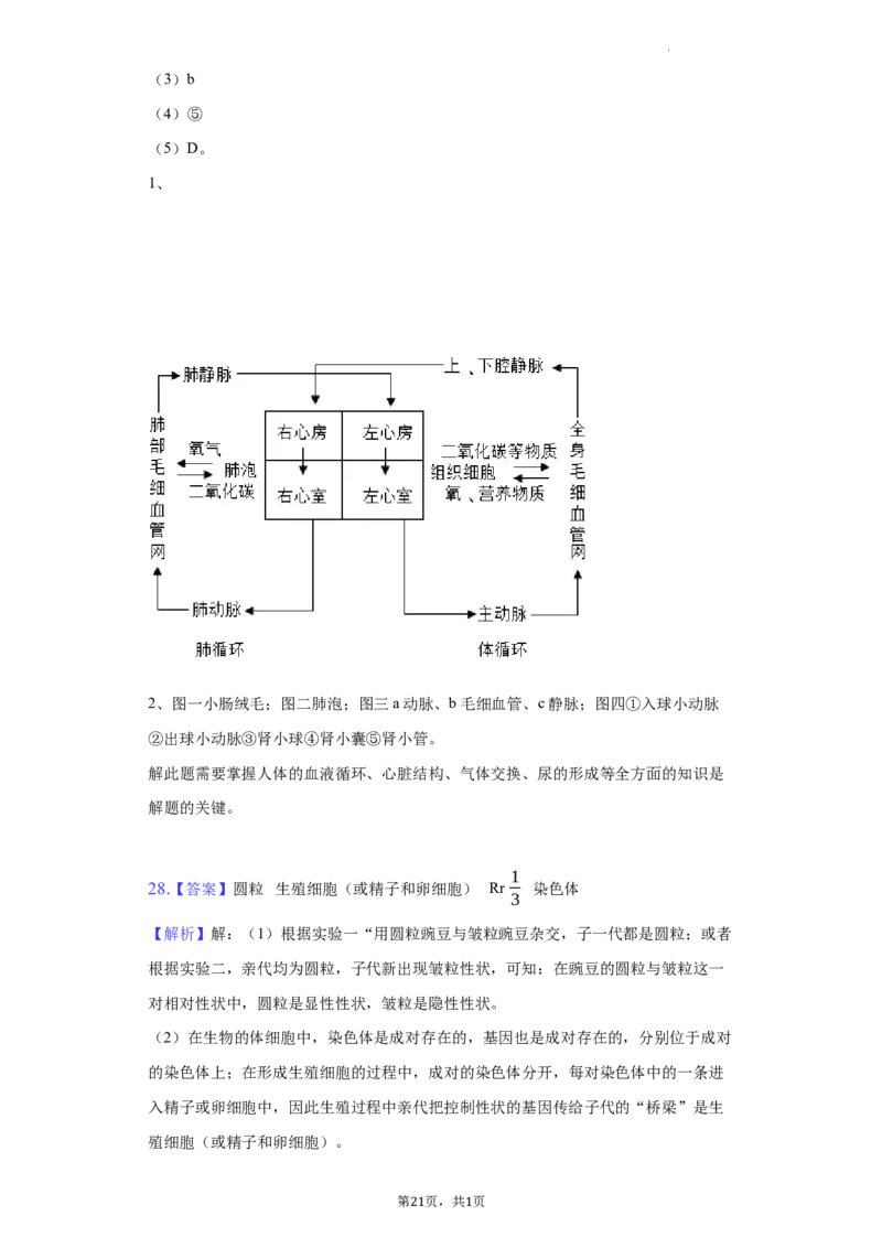 2022年湖南省常德市中考生物试卷（解析版）_8.生物中考真题2015-2024年_地区卷_湖南省_常德生物（2021-2022）