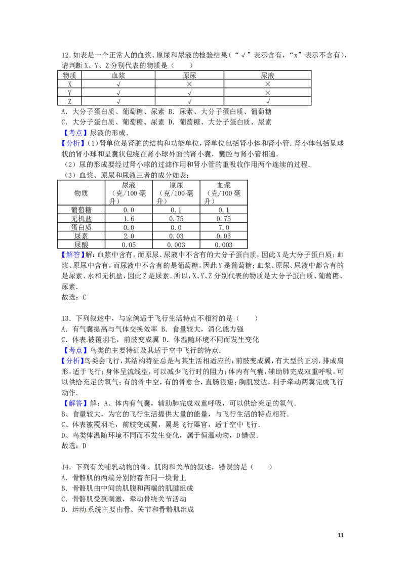 安徽省安庆市2016年中考生物真题试题（含解析）_8.生物中考真题2015-2024年_2016年全国中考生物74份