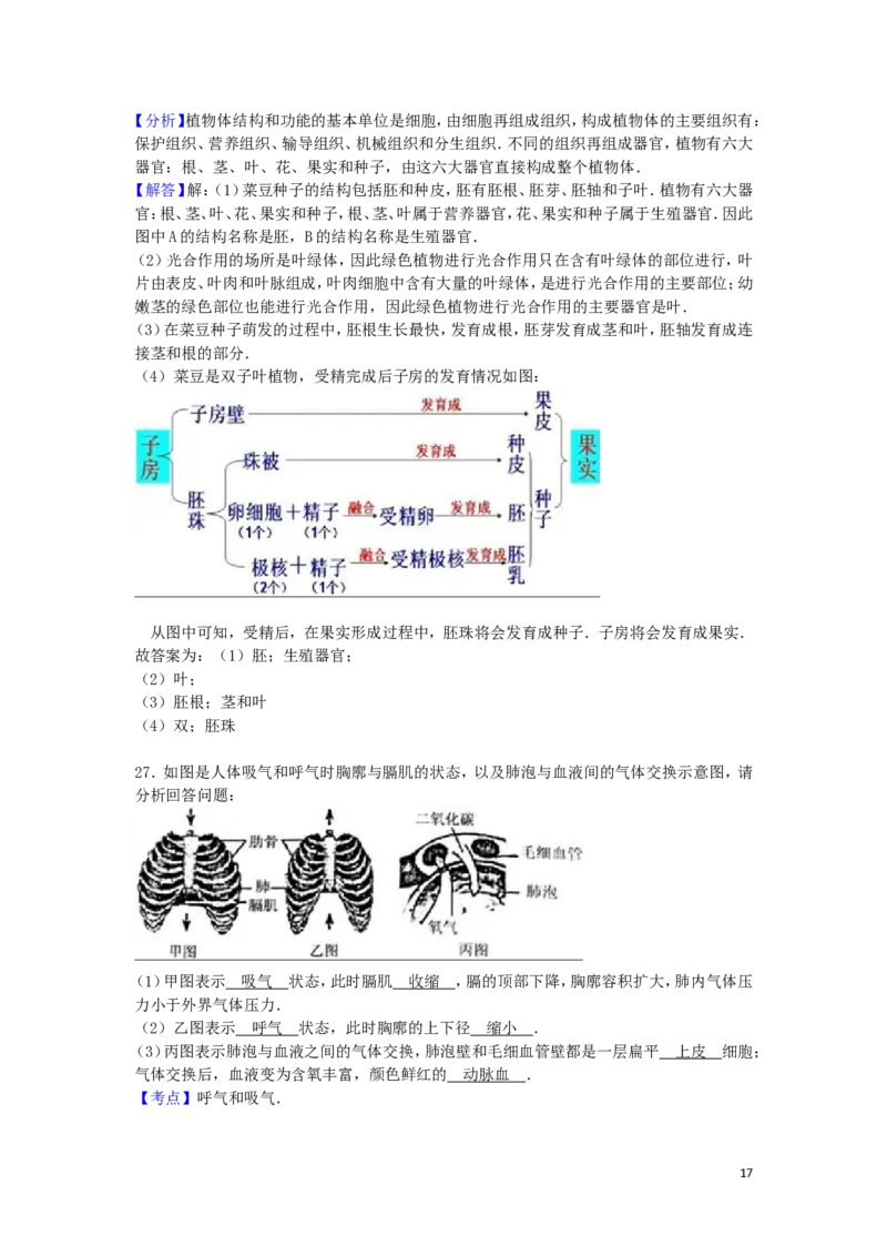 安徽省安庆市2016年中考生物真题试题（含解析）_8.生物中考真题2015-2024年_2016年全国中考生物74份