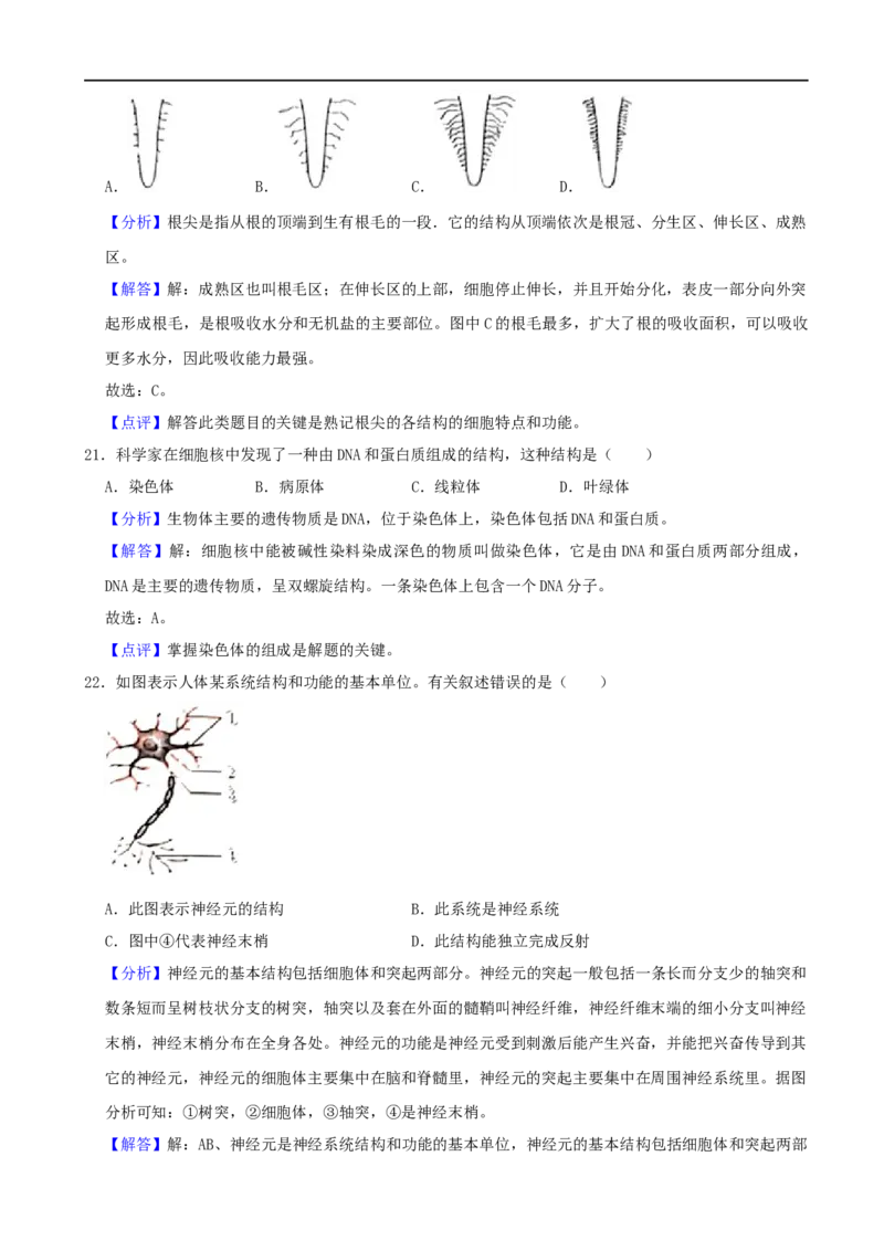 2021年陕西省中考生物真题（word版，含解析）_8.生物中考真题2015-2024年_2021中考生物真题64份_2021陕西