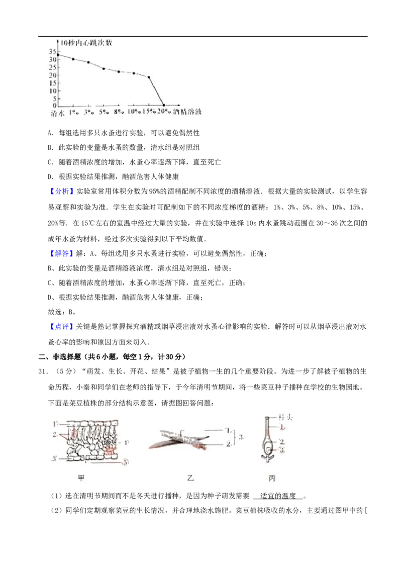 2021年陕西省中考生物真题（word版，含解析）_8.生物中考真题2015-2024年_2021中考生物真题64份_2021陕西
