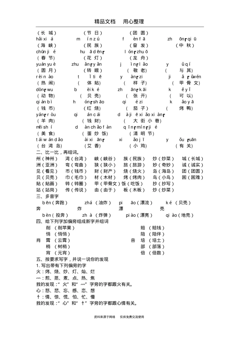 部编版二年级下册语文期末复习(全册知识点汇总)_小学1-6年级全部试卷_语文_二年级_3-7-2、小学二年级语文下册_3-7-2-1、复习、知识点、归纳汇总_部编版