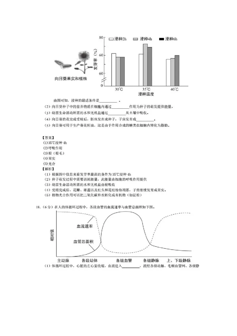 北京市2018年中考生物真题试题（pdf，含解析）_8.生物中考真题2015-2024年_2018年全国中考生物141份