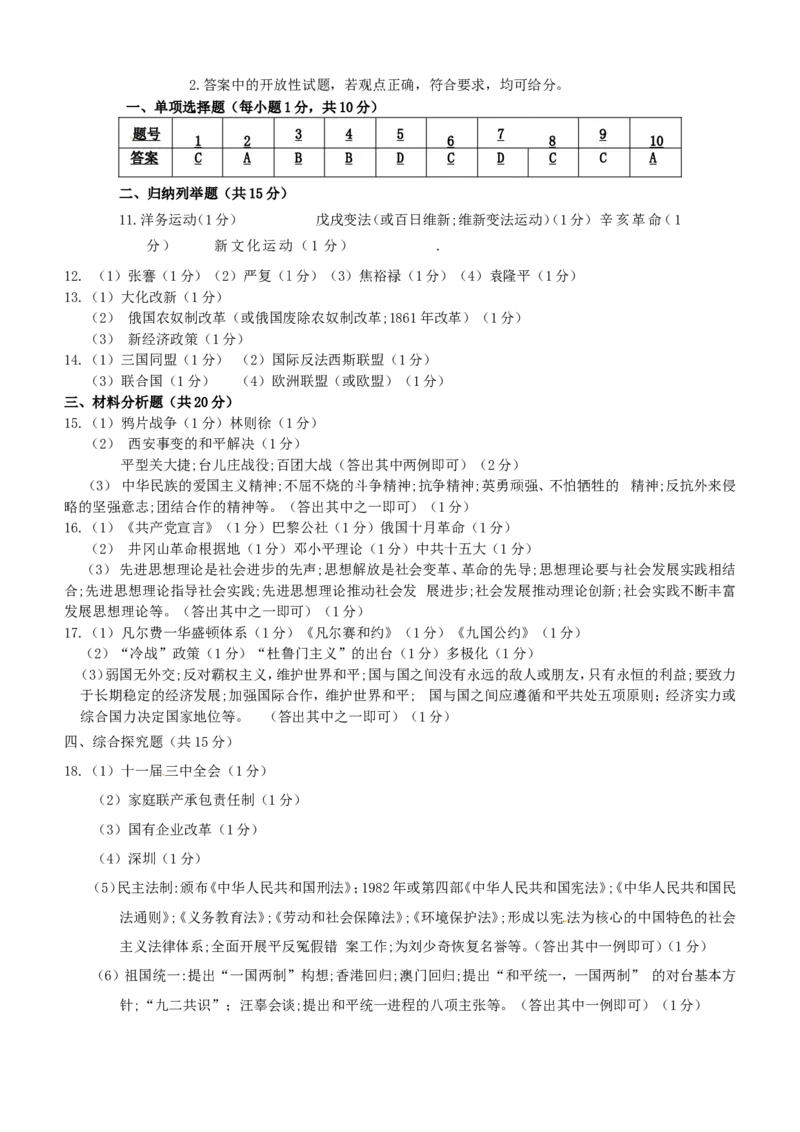 2018年吉林中考历史真题及答案_6.历史中考真题2015-2024年_地区卷_吉林历史11-22_吉林历史11-22