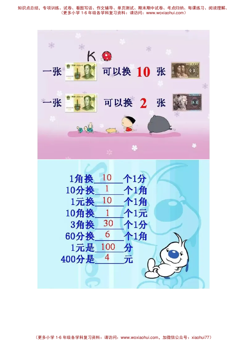 认识人民币_小学1-6年级全部试卷_数学_一年级_3-6-4、小学一年级数学下册_3-6-4-2、练习题、作业、试题、试卷_通用_一年级下册-认识人民币