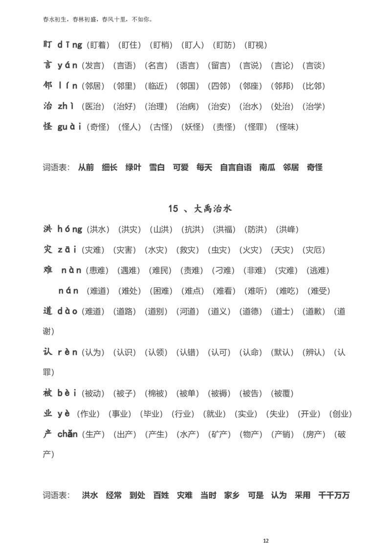 部编版小学二年级语文上册生字拼音组词_小学1-6年级全部试卷_语文_二年级_3-7-1、小学二年级语文上册_3-7-1-1、复习、知识点、归纳汇总_部编版