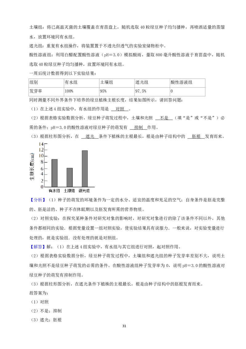 2022年湖南省湘潭市中考生物试卷（解析版）_8.生物中考真题2015-2024年_地区卷_湖南省_湖南湘潭生物18-22