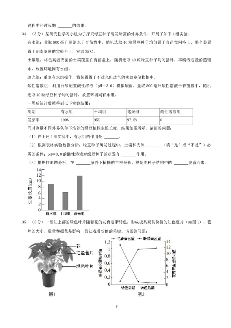 2022年湖南省湘潭市中考生物试卷（解析版）_8.生物中考真题2015-2024年_地区卷_湖南省_湖南湘潭生物18-22
