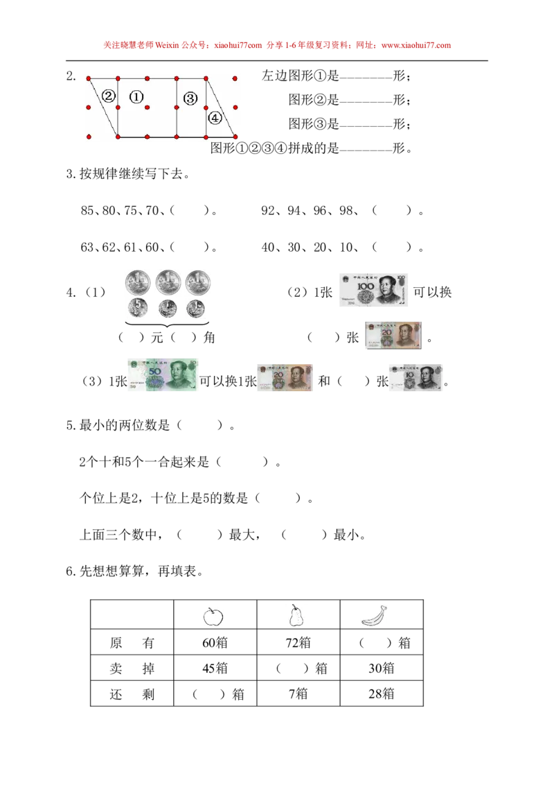 苏教版一年级下册数学期末考试试卷(9套)_小学1-6年级全部试卷_数学_一年级_3-6-4、小学一年级数学下册_3-6-4-2、练习题、作业、试题、试卷_苏教版_期末测试卷