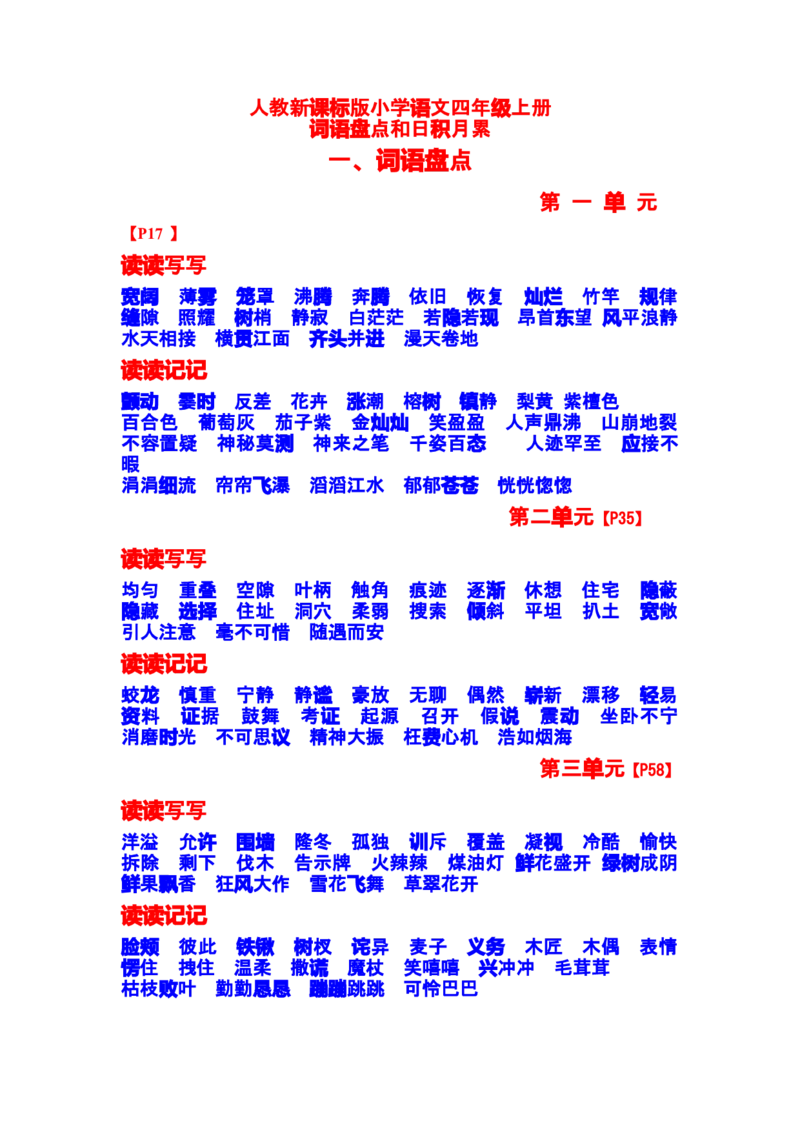 部编版小学四年级语文上册日积月累知识_小学1-6年级全部试卷_语文_四年级_3-9-1、小学四年级语文上册_3-9-1-1、复习、知识点、归纳汇总_部编版