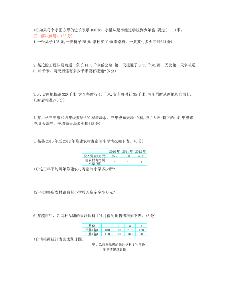西师大版数学四年级下册期末测试卷（B）及答案_小学1-6年级全部试卷_数学_四年级_3-9-4、小学四年级数学下册_3-9-4-2、练习题、作业、试题、试卷_西师版