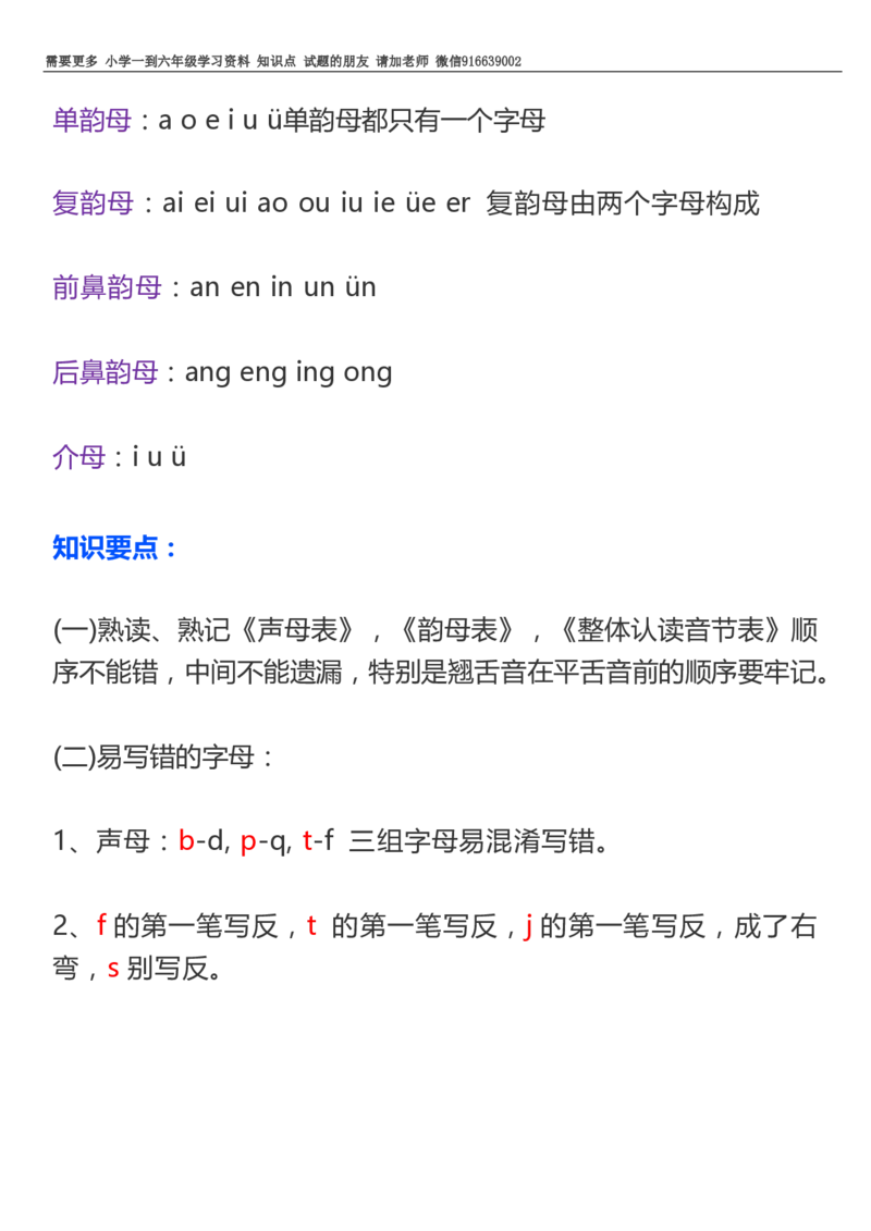 部编一年级语文上册知识点详解完整版_小学1-6年级全部试卷_语文_一年级_3-6-1、小学一年级语文上册_3-6-1-1、复习、知识点、归纳汇总_部编版