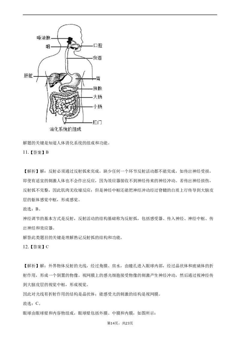 2021年湖南省常德市中考生物真题（解析版）_8.生物中考真题2015-2024年_2021中考生物真题64份_2021湖南省