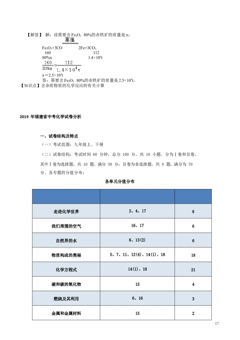 2019年福建省福州市中考化学试题(含答案)_中考真题_5.化学中考真题2015-2024年_地区卷_福建省_福州中考化学08-21