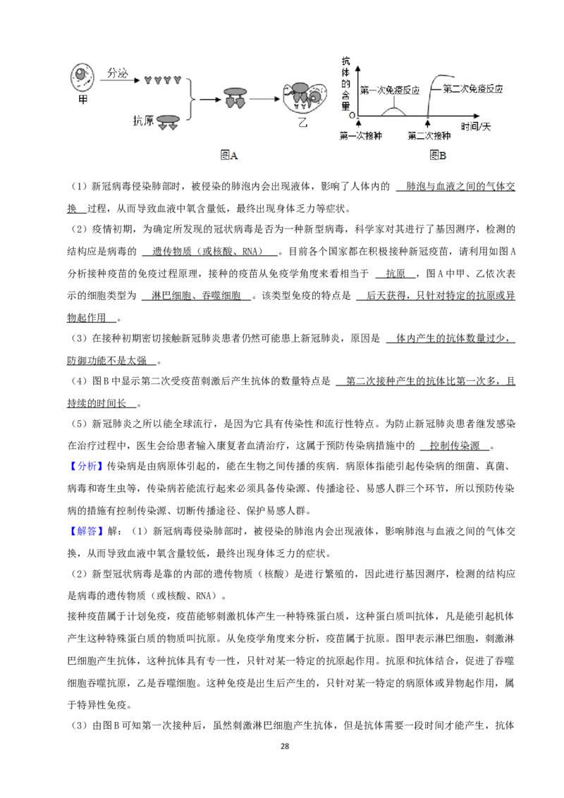 2021年山西省大同市中考生物真题（word，解析版）_8.生物中考真题2015-2024年_2021中考生物真题64份_2021山西