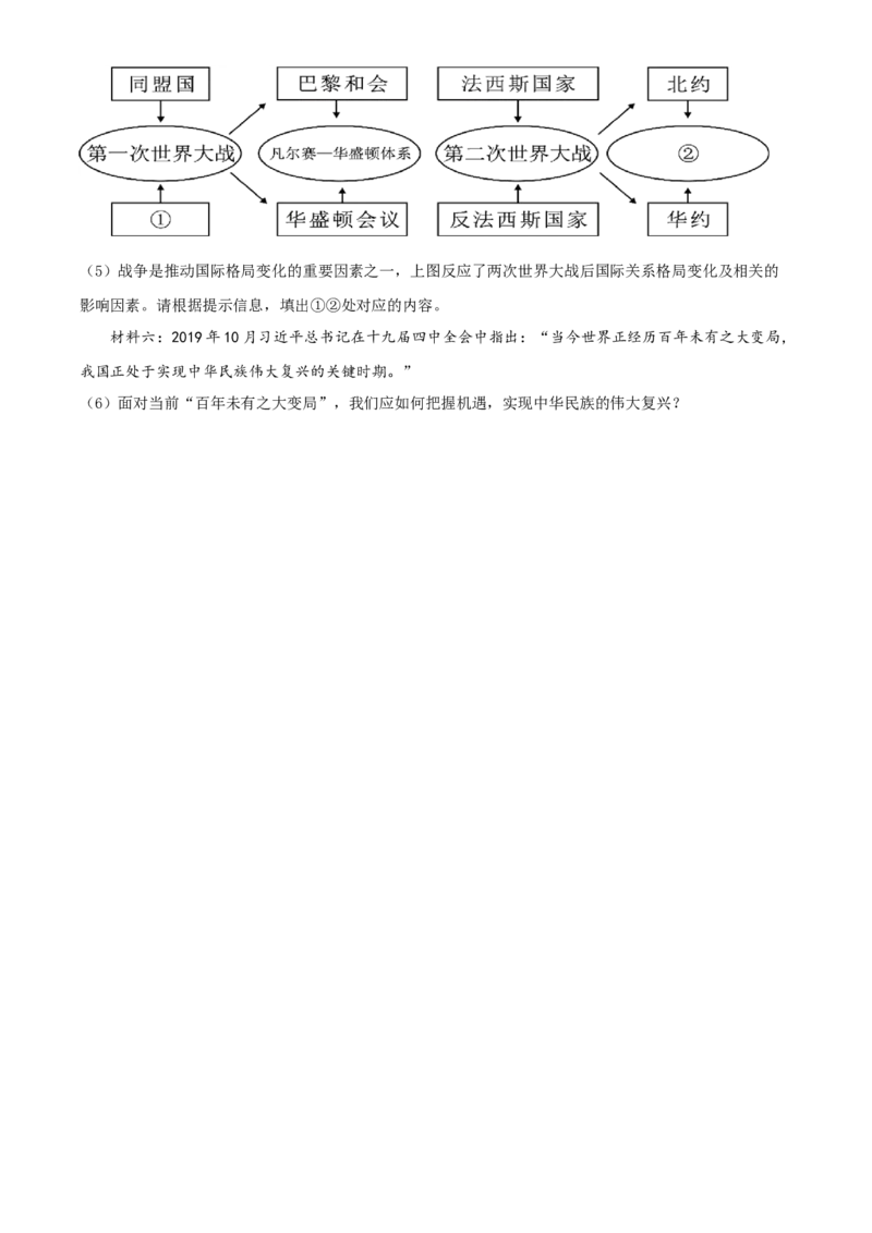 四川省遂宁市2021年中考历史试题（原卷版）_6.历史中考真题2015-2024年_2021中考历史真题102份_遂宁历史