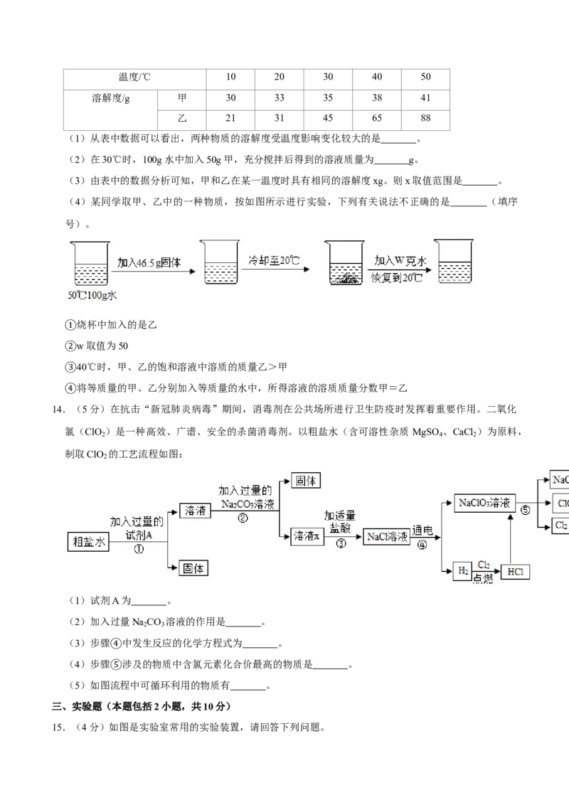 2020年内蒙古呼和浩特市中考化学试卷（word版，含解析）_中考真题_5.化学中考真题2015-2024年_地区卷_内蒙古_内蒙古呼和浩特化学16-22