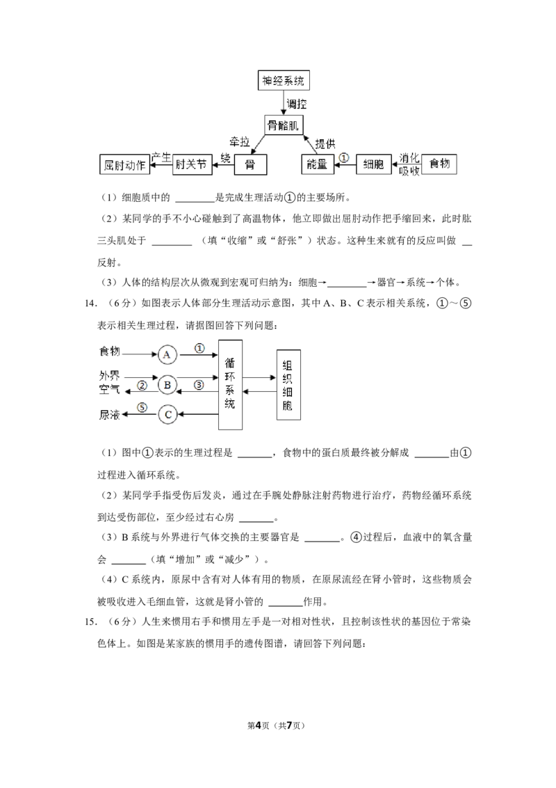 2021年湖南省永州市中考生物真题（原卷版）_8.生物中考真题2015-2024年_地区卷_湖南省_永州生物（21-22）