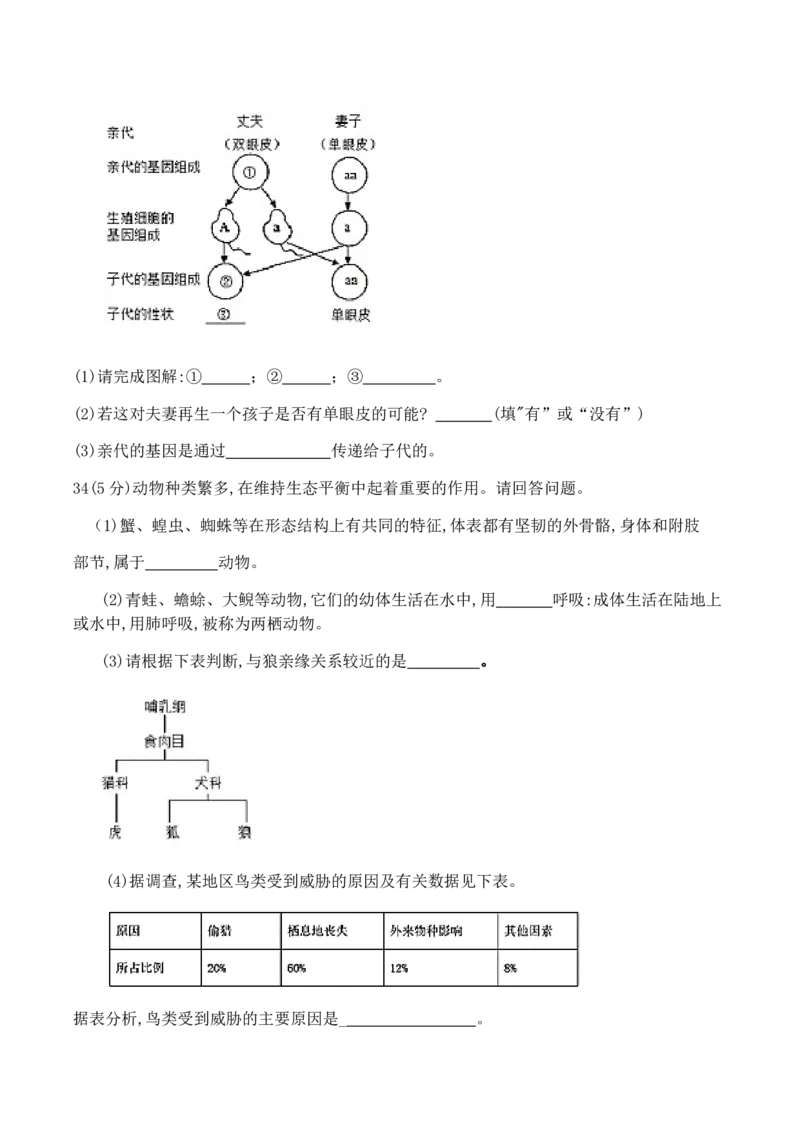 2019陕西省中考生物_8.生物中考真题2015-2024年_地区卷_陕西生物19-21（陕西省统一试卷）