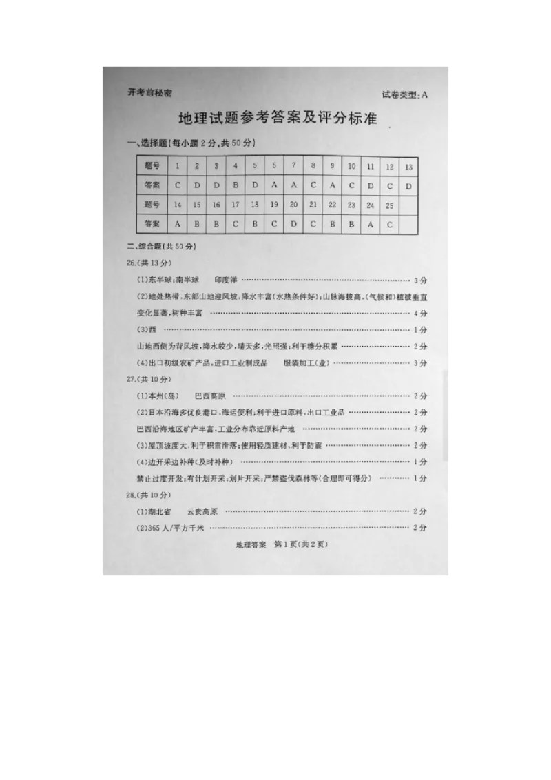 2020年山东东营中考地理真题及答案_9.地理中考真题2015-2024年_地区卷_山东省_山东东营地理18-21