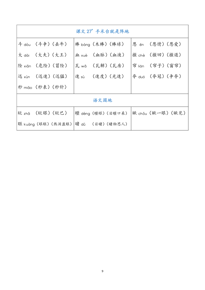 部编版三年级（上册）语文识字表生字组词_小学1-6年级全部试卷_语文_三年级_3-8-1、小学三年级语文上册_3-8-1-2、练习题、作业、试题、试卷_部编（人教）版_专项练习