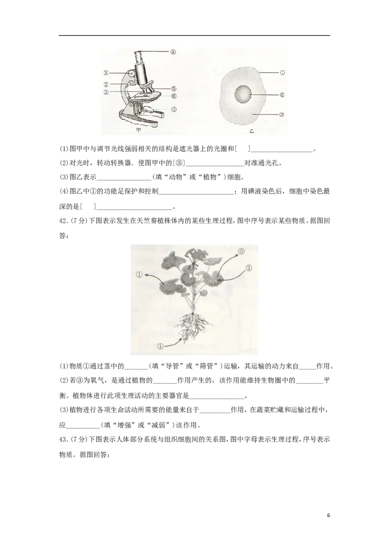 云南省2015年中考生物真题试题（含扫描答案）_8.生物中考真题2015-2024年_2015年全国中考生物74份