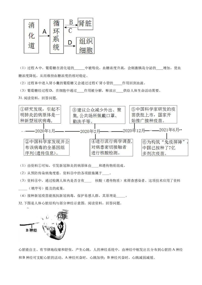 2021年福建省中考生物试题（原卷）_8.生物中考真题2015-2024年_地区卷_福建省_福建中考生物2022