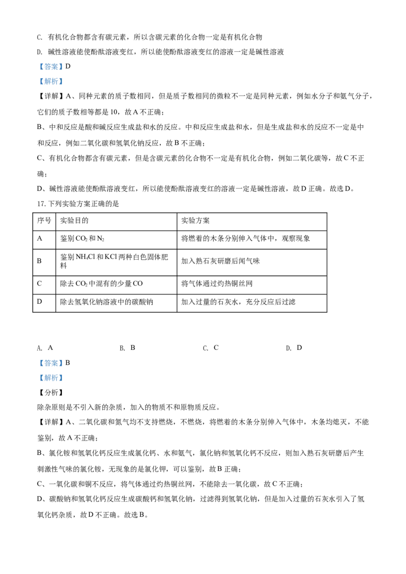 2020年山东省临沂市中考化学试题及答案_中考真题_5.化学中考真题2015-2024年_地区卷_山东省_临沂化学08-21