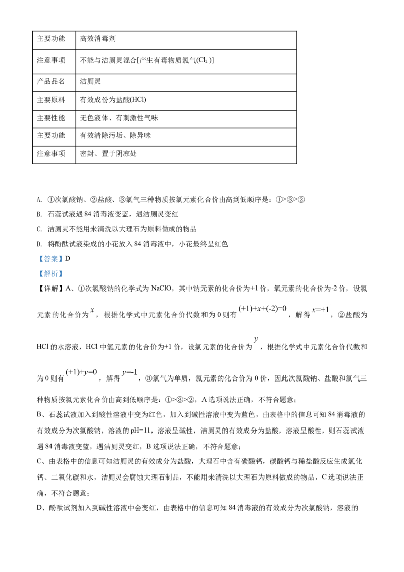 2020年湖北省黄冈市中考化学试卷（含解析版）_中考真题_5.化学中考真题2015-2024年_地区卷_湖北省_湖北黄冈化学12-21