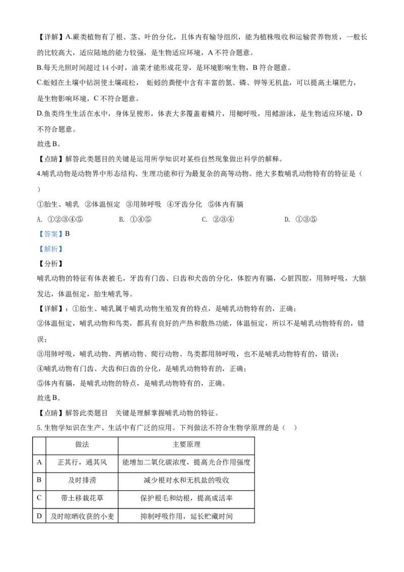 2020年解析_8.生物中考真题2015-2024年_地区卷_山东省_菏泽生物10-22