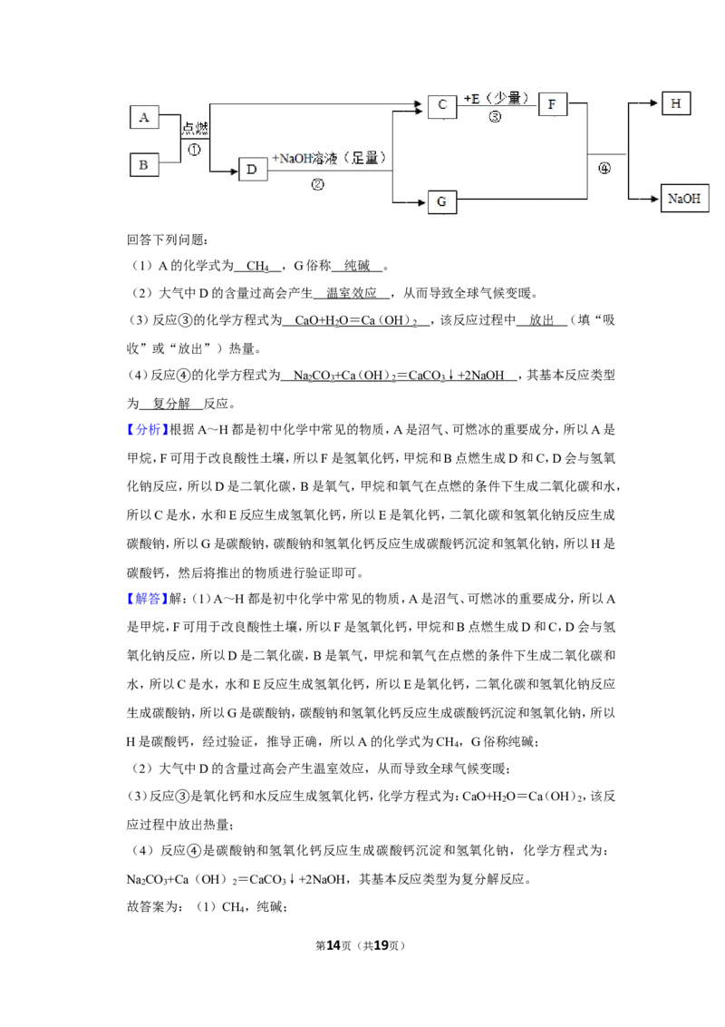 2019年贵州省毕节市中考化学试卷（含解析版）_中考真题_5.化学中考真题2015-2024年_地区卷_贵州省_毕节化学12-22