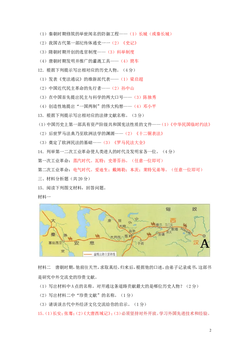 吉林省2019年中考历史真题试题_6.历史中考真题2015-2024年_2019年全国中考历史170份