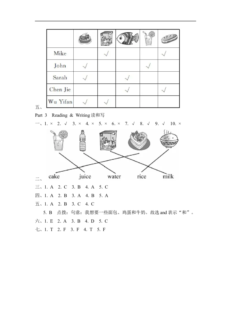 试卷（一）_小学1-6年级全部试卷_英语_三年级_3-8-5、小学三年级英语上册_3-8-5-2、练习题、作业、试题、试卷_人教PEP版_单元测试卷_923