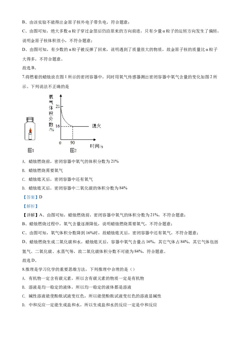 2020年中考化学解析_中考真题_5.化学中考真题2015-2024年_地区卷_山东省_山东枣庄化学09-21